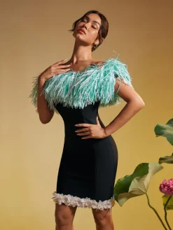Dresses|Mini Dresses*Bandage Koda Strapless Fringe Flower Mini Dress