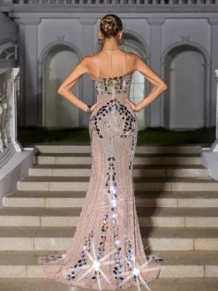 Embellishment|Dresses*Embellishment Kovalia Spaghetti Rhinestone Acrylic Maxi Dress
