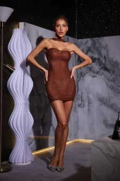 Dresses|Mini Dresses*Mew Mews Fashion Kyrie Backless Crystal Mini Dress In Brown
