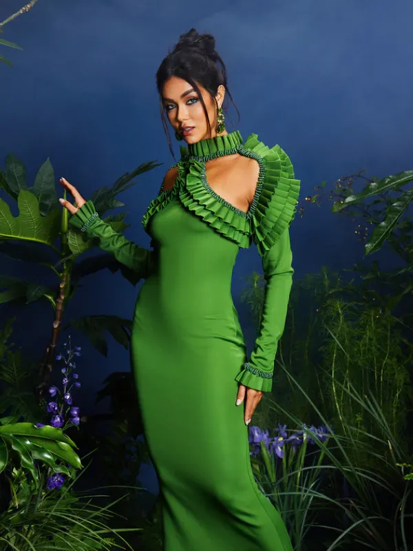 Dresses|Maxi Dresses*Mew Mews Fashion Laina Long Sleeve Cutout Beaded Maxi Dress