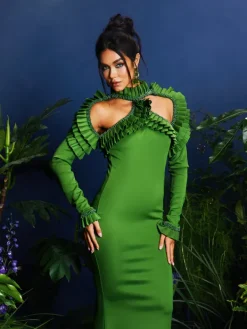 Dresses|Maxi Dresses*Mew Mews Fashion Laina Long Sleeve Cutout Beaded Maxi Dress