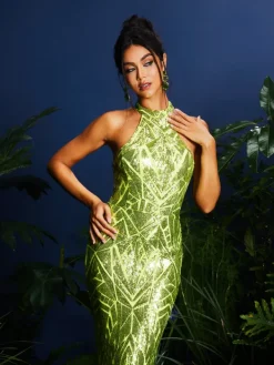 Dresses|Maxi Dresses*Mew Mews Fashion Lajita Halterncke Sequin Maxi Dress