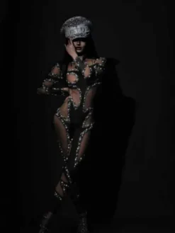Jumpsuits & Romper|Embellishment*Embellishment Larisa Long Sleeve Pearl Mesh Jumpsuit