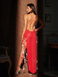 Dresses|Mini Dresses*Mew Mews Fashion O/S Larkspur Leather Fringe Chainmail Dress