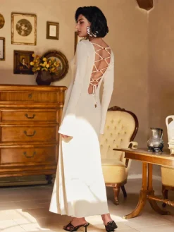 Dresses|Maxi Dresses*Mew Mews Fashion Laurance Backless Lace Up Maxi Dress