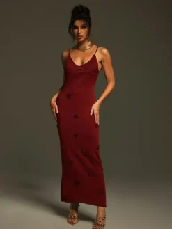 Dresses|Maxi Dresses*Mew Mews Fashion Lekeisha Spaghetti Flower Knitted Maxi Dress
