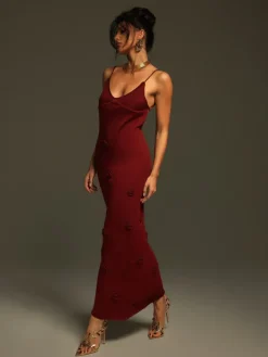 Dresses|Maxi Dresses*Mew Mews Fashion Lekeisha Spaghetti Flower Knitted Maxi Dress
