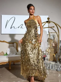 Dresses|Maxi Dresses*Mew Mews Fashion Leosan Bow Sequin Maxi Dress