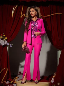 Sets & Co-ords*Mew Mews Fashion Lewa Hollow Collarless Blazer Set In Hot Pink