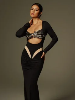 Armor Tops|Tops*Mew Mews Fashion O/S Lianne Bow Twisted Armor Top In Silver