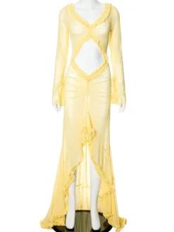 Dresses*Mew Mews Fashion Liev See Through Cutout Ruched Dress