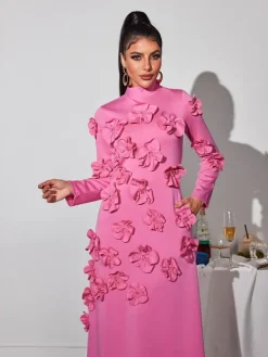 Dresses*Mew Mews Fashion Liluri Long Sleeve Flower Maxi Dress