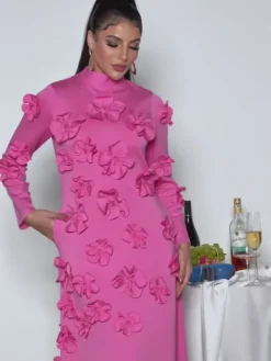 Dresses*Mew Mews Fashion Liluri Long Sleeve Flower Maxi Dress