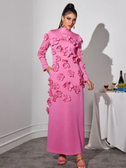 Dresses*Mew Mews Fashion Liluri Long Sleeve Flower Maxi Dress