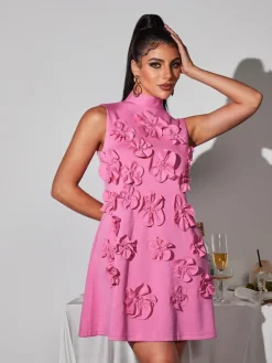 Dresses|Mini Dresses*Mew Mews Fashion Liluri Sleeveless Flower Mini Dress