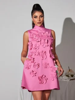 Dresses|Mini Dresses*Mew Mews Fashion Liluri Sleeveless Flower Mini Dress