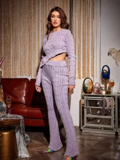 Pants & Shorts*Mew Mews Fashion O/S Linnet Knit Lounge Pants In Purple