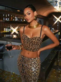 Tops*Mew Mews Fashion Linzie Spaghetti Leopard Top