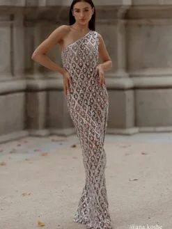 Embellishment|Dresses*Embellishment O/S Liora One Shoulder Sequin Crystal Maxi Dress