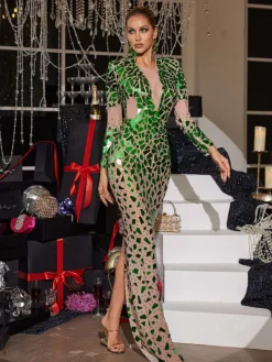 Embellishment|Dresses*Embellishment Livine Acrylic Embellished Mesh Maxi Dress