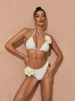 Bikini Sets*Mew Mews Fashion Lore Halterneck Flower Bikini Two Piece Set