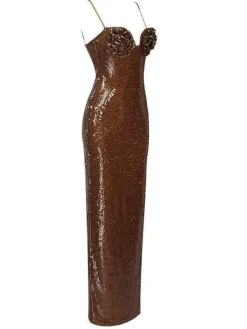 Dresses|Maxi Dresses*Mew Mews Fashion Lorelei Brown Sequin Dress