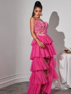 Skirts*Mew Mews Fashion Loryn Tiered Tulle Trimmed Skirt