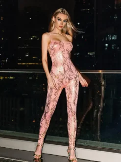 Jumpsuits & Romper*Mew Mews Fashion Luai Snake Printed Spaghetti Jumpsuit In Pink