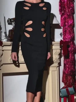 Dresses|Midi Dresses*Bandage Lukasik Long Sleeve Cutout Midi Dress