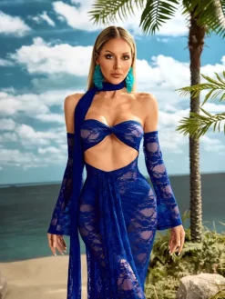 Dresses|Maxi Dresses*Mew Mews Fashion Luxanna Cutout Split Lace Maxi Dress