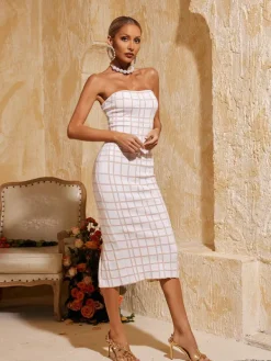 Dresses|Midi Dresses*Mew Mews Fashion Lyman Strapless Printed Midi Dress