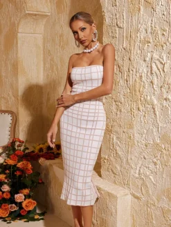 Dresses|Midi Dresses*Mew Mews Fashion Lyman Strapless Printed Midi Dress