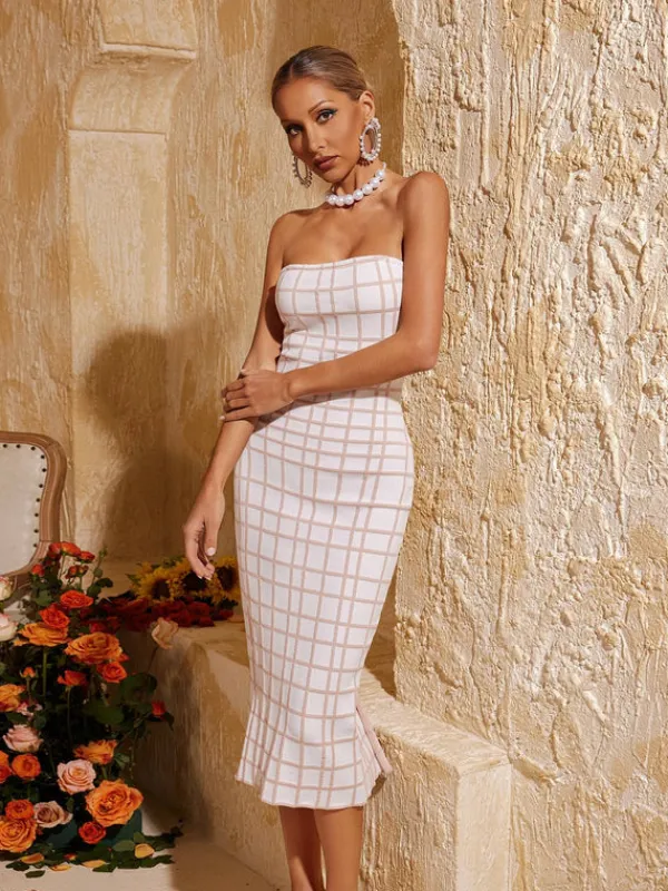 Dresses|Midi Dresses*Mew Mews Fashion Lyman Strapless Printed Midi Dress
