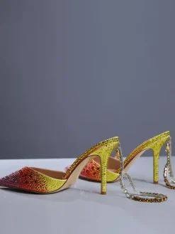 Shoes*Mew Mews Fashion Lyre Fringe Crystal Heels