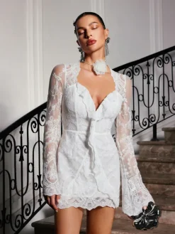 Dresses|Mini Dresses*Mew Mews Fashion Lytar Flare Sleeve Lace Mini Dress