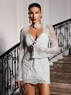 Dresses|Mini Dresses*Mew Mews Fashion Lytar Flare Sleeve Lace Mini Dress