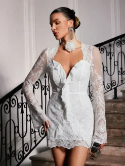 Dresses|Mini Dresses*Mew Mews Fashion Lytar Flare Sleeve Lace Mini Dress