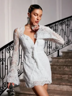 Dresses|Mini Dresses*Mew Mews Fashion Lytar Flare Sleeve Lace Mini Dress