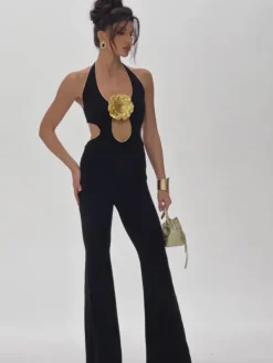 Jumpsuits & Romper*Mew Mews Fashion Mackie Halternck Flower Cutout Jumpsuit