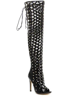 Shoes*Mew Mews Fashion Maison Lace Up Net Hollow Boots
