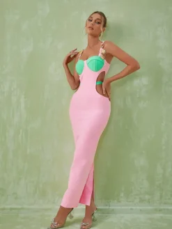 Dresses|Maxi Dresses*Bandage Margaux Embellished Cutout Maxi Dress In Pink
