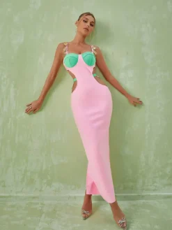 Dresses|Maxi Dresses*Bandage Margaux Embellished Cutout Maxi Dress In Pink