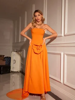 Dresses|Maxi Dresses*Mew Mews Fashion Mariano Strapless Flower Maxi Dress