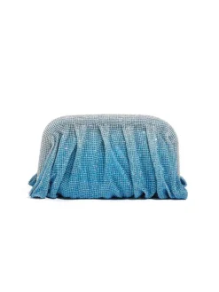 Bags*Mew Mews Fashion Marigold Ruched Crystal Clutch In Blue