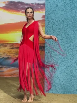 Dresses|Maxi Dresses*Bandage Mariko Fringe Cutout Dress