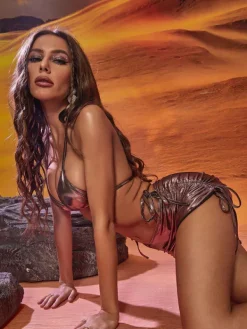 Bikini Sets|Swimwear*Mew Mews Fashion Marla Ruched Bikini Three Piece Set In Rose Gold