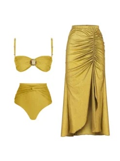 Bikini Sets*Mew Mews Fashion Marusya Twisted Bikini Three Piece Set