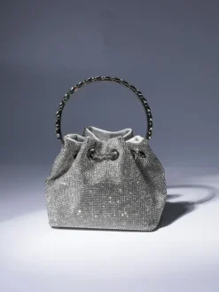 Bags*Mew Mews Fashion Mattea Crystal Embellished Bucket Bag In Silver