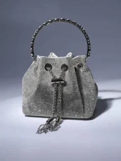Bags*Mew Mews Fashion Mattea Crystal Embellished Bucket Bag In Silver
