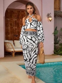 Bikini Sets|Swimwear*Mew Mews Fashion Maureen Printed Bikini Three Piece Set